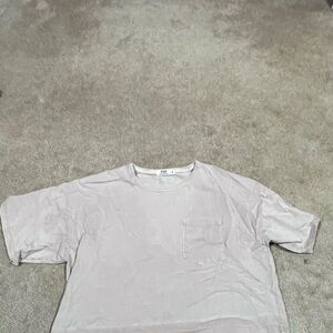 Cotton on light pink crop top pocket t-shirt